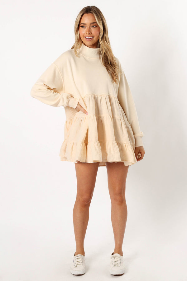 Petal and Pup USA DRESSES Minia Long Sleeve Mini Dress - Cream