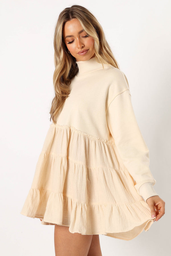 Petal and Pup USA DRESSES Minia Long Sleeve Mini Dress - Cream