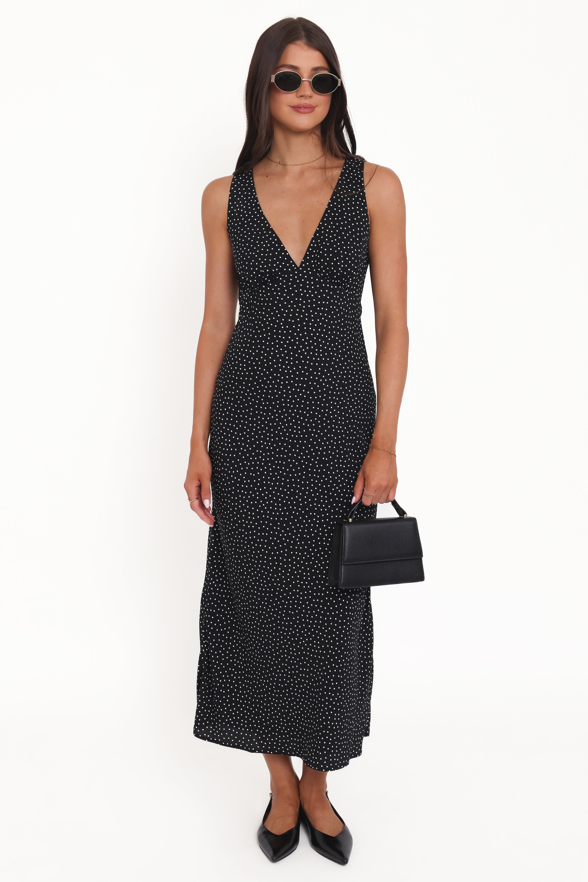 Petal and Pup USA DRESSES Mirae Maxi Dress - Black Polka Dot