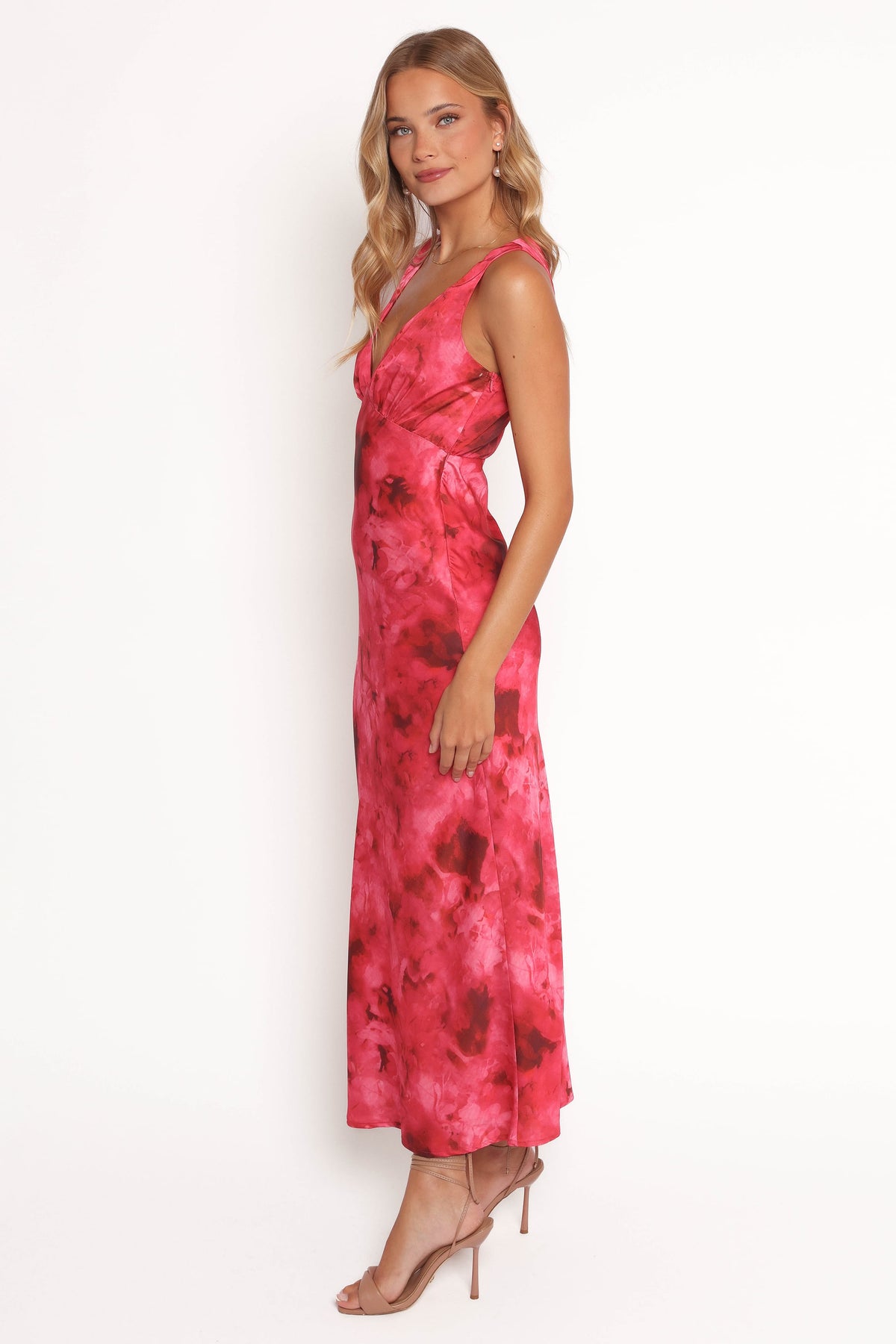 open lace back dress Ross Frill Strap Maxi Dress - Red