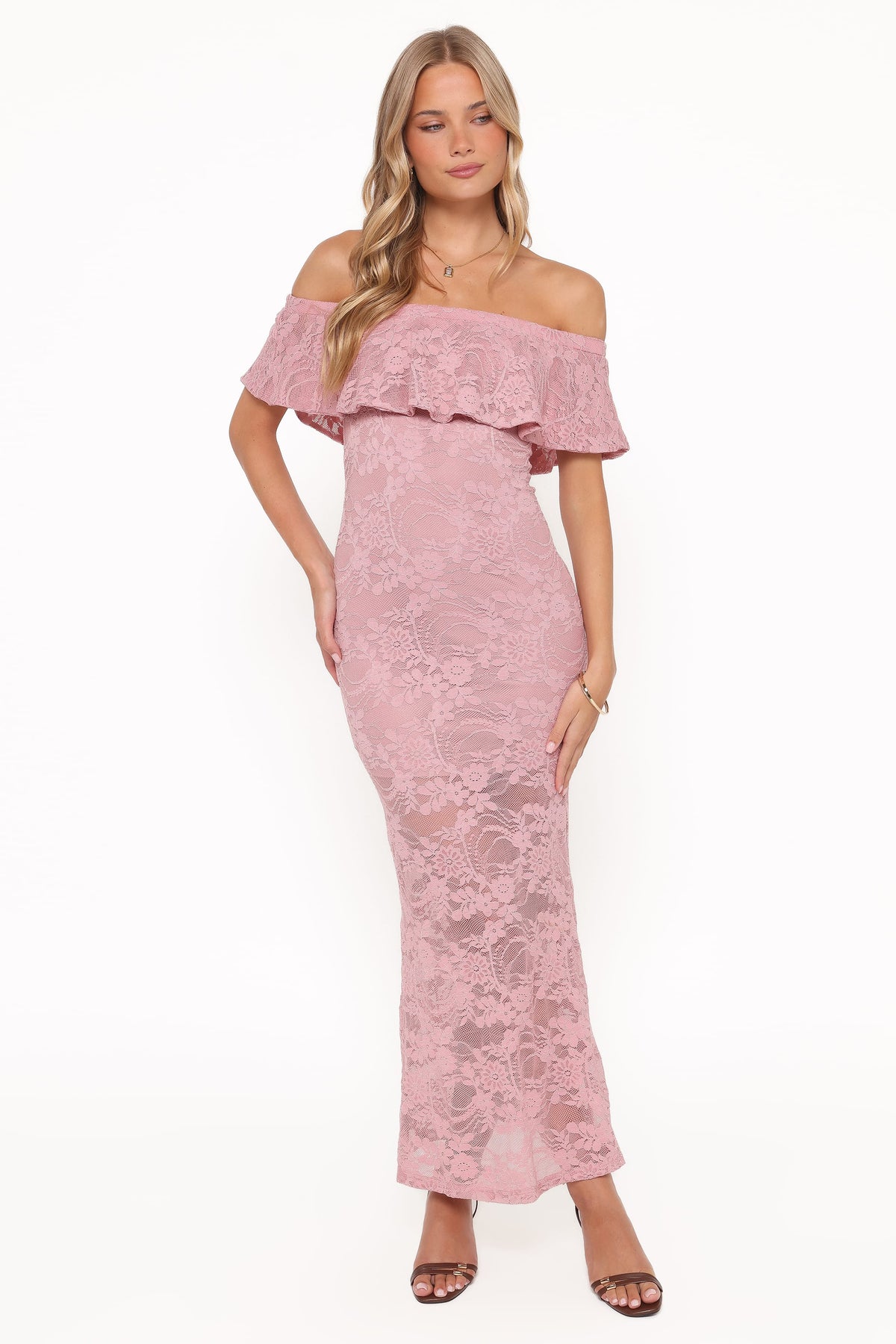 Petal and Pup Women's Mirelle Off Shoulder Lace Maxi Dress
