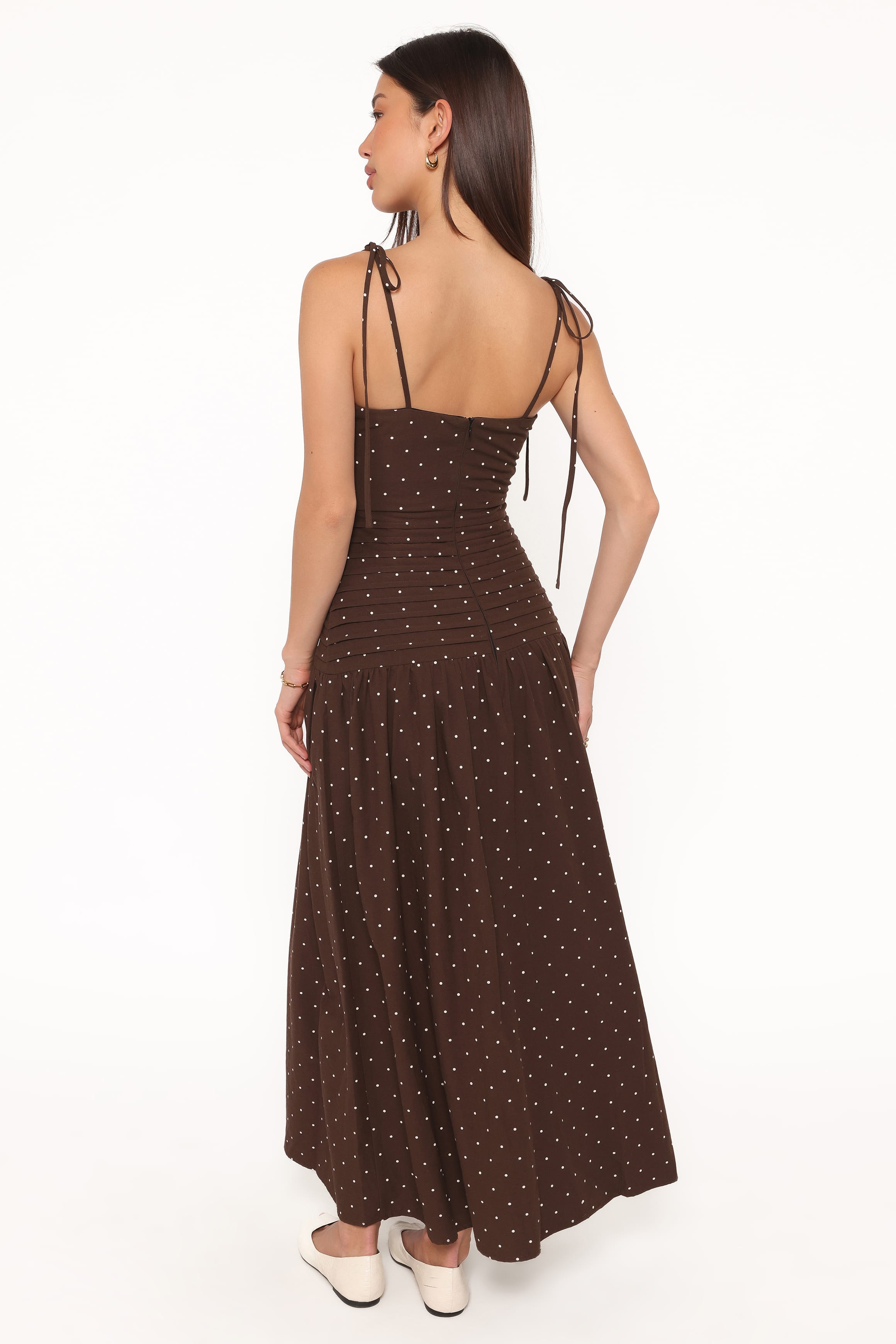 Petal and Pup USA DRESSES Mischa Maxi Dress - Brown Polka Dot