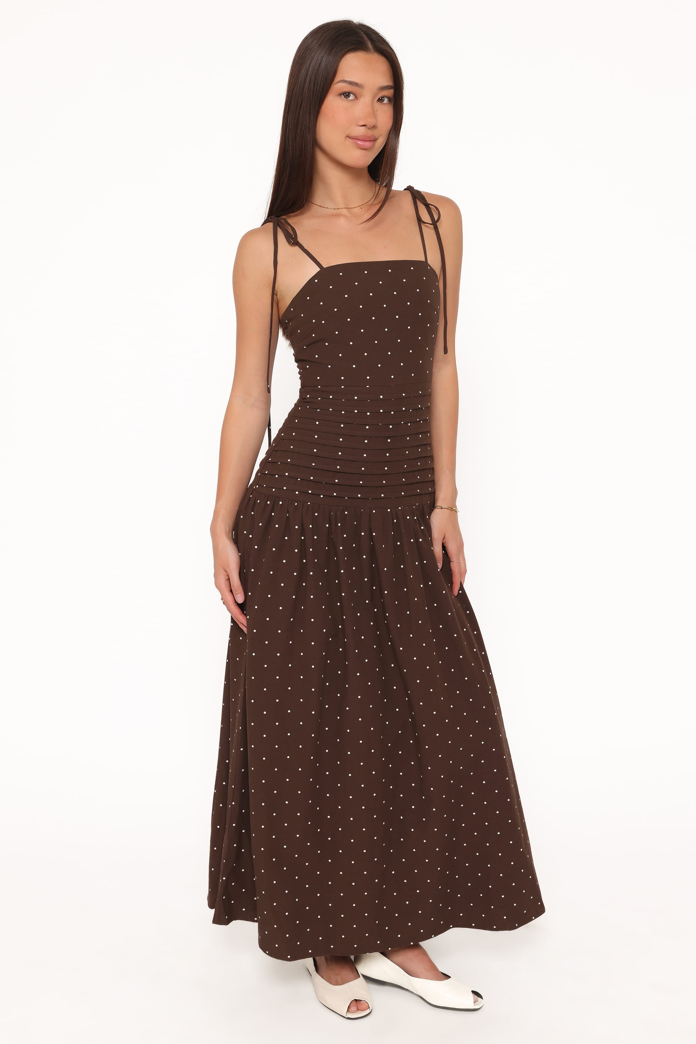 Petal and Pup USA DRESSES Mischa Maxi Dress - Brown Polka Dot