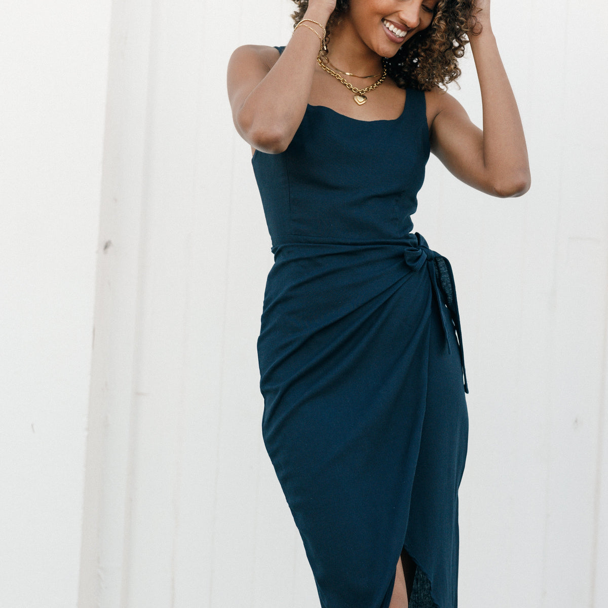 Misty Wrap Midi Dress - Navy | Petal & Pup USA Misty Wrap Midi Dress - Navy | Petal & Pup USA
