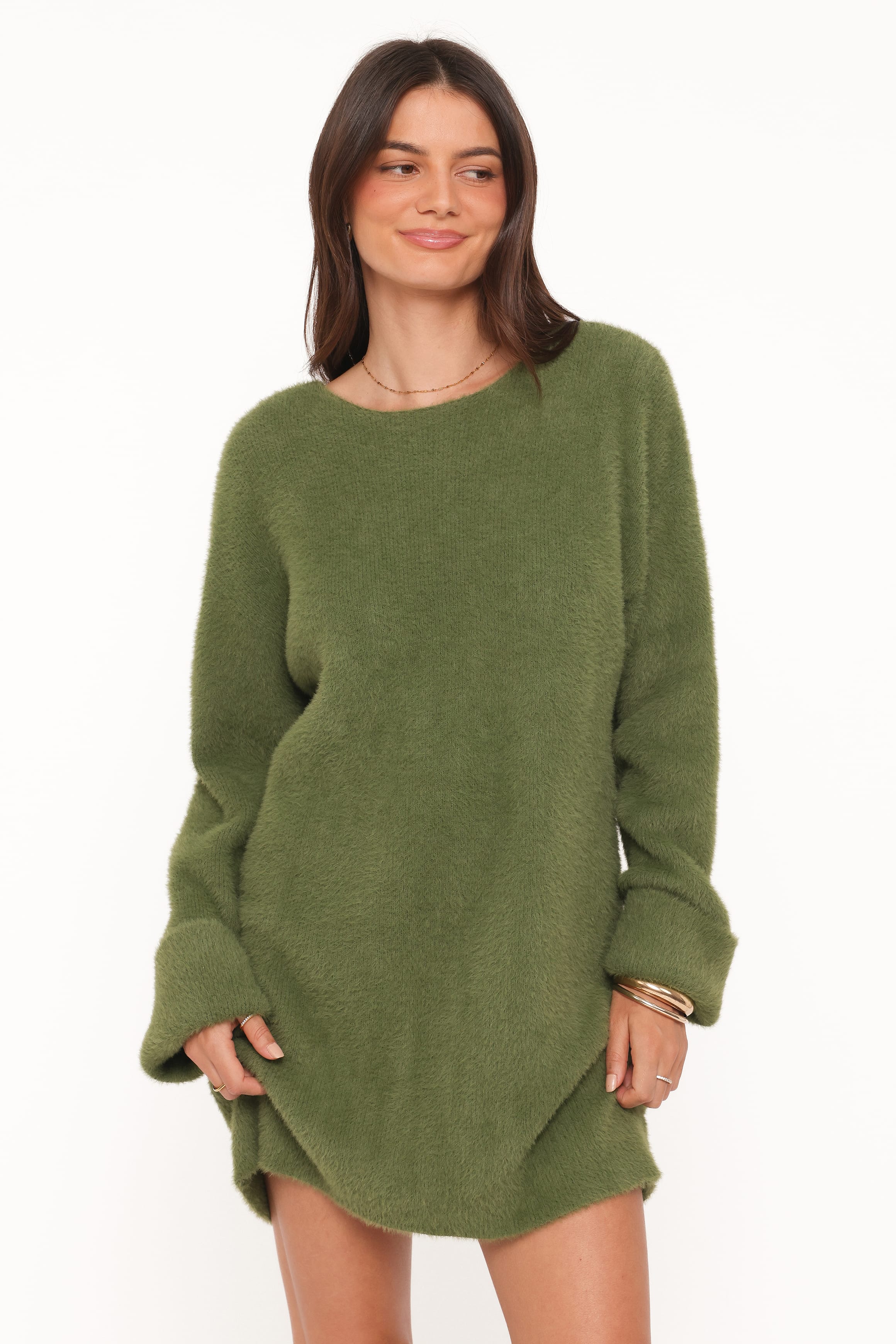 Petal and Pup USA DRESSES Mitchell Knit Mini Dress - Olive