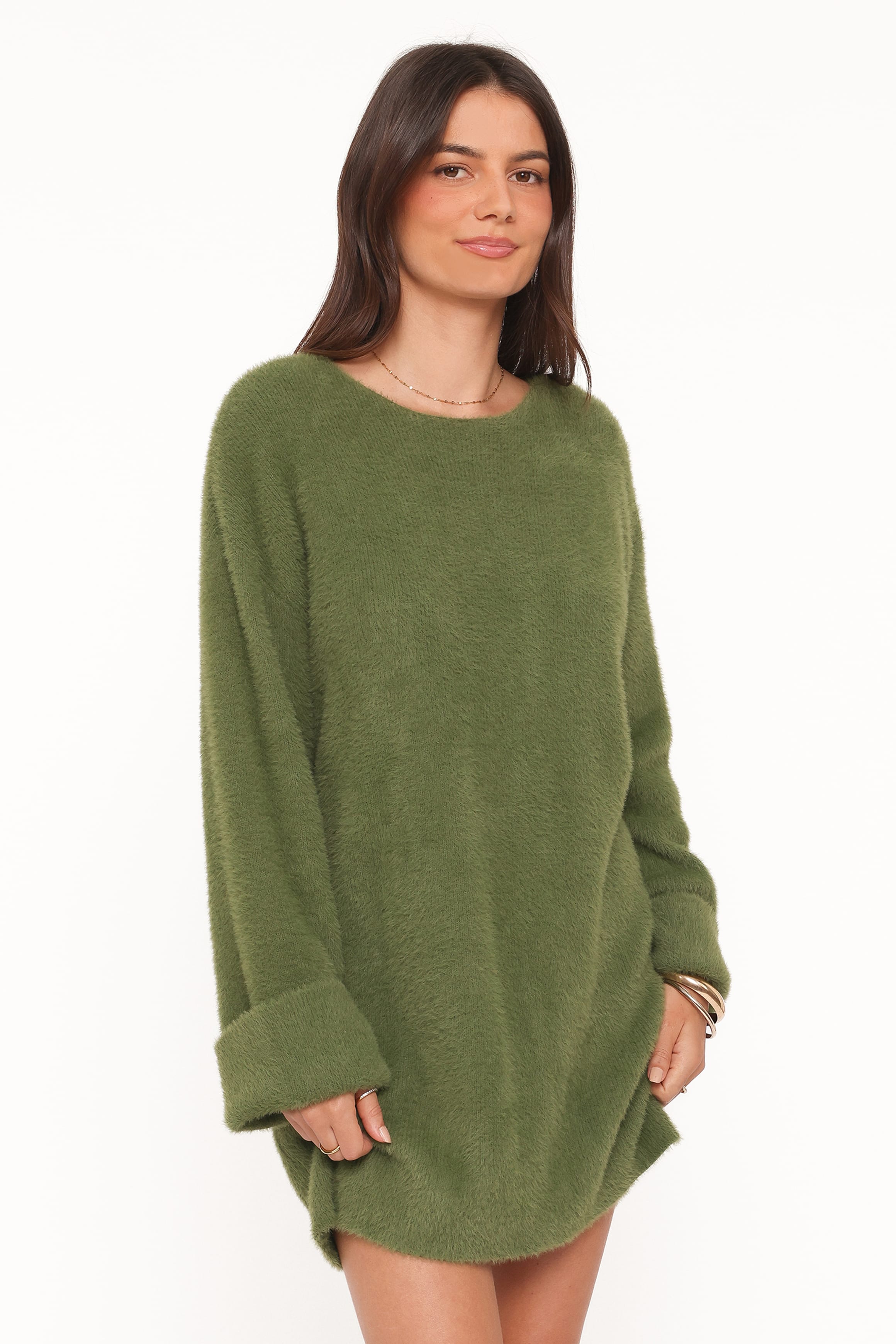 Petal and Pup USA DRESSES Mitchell Knit Mini Dress - Olive