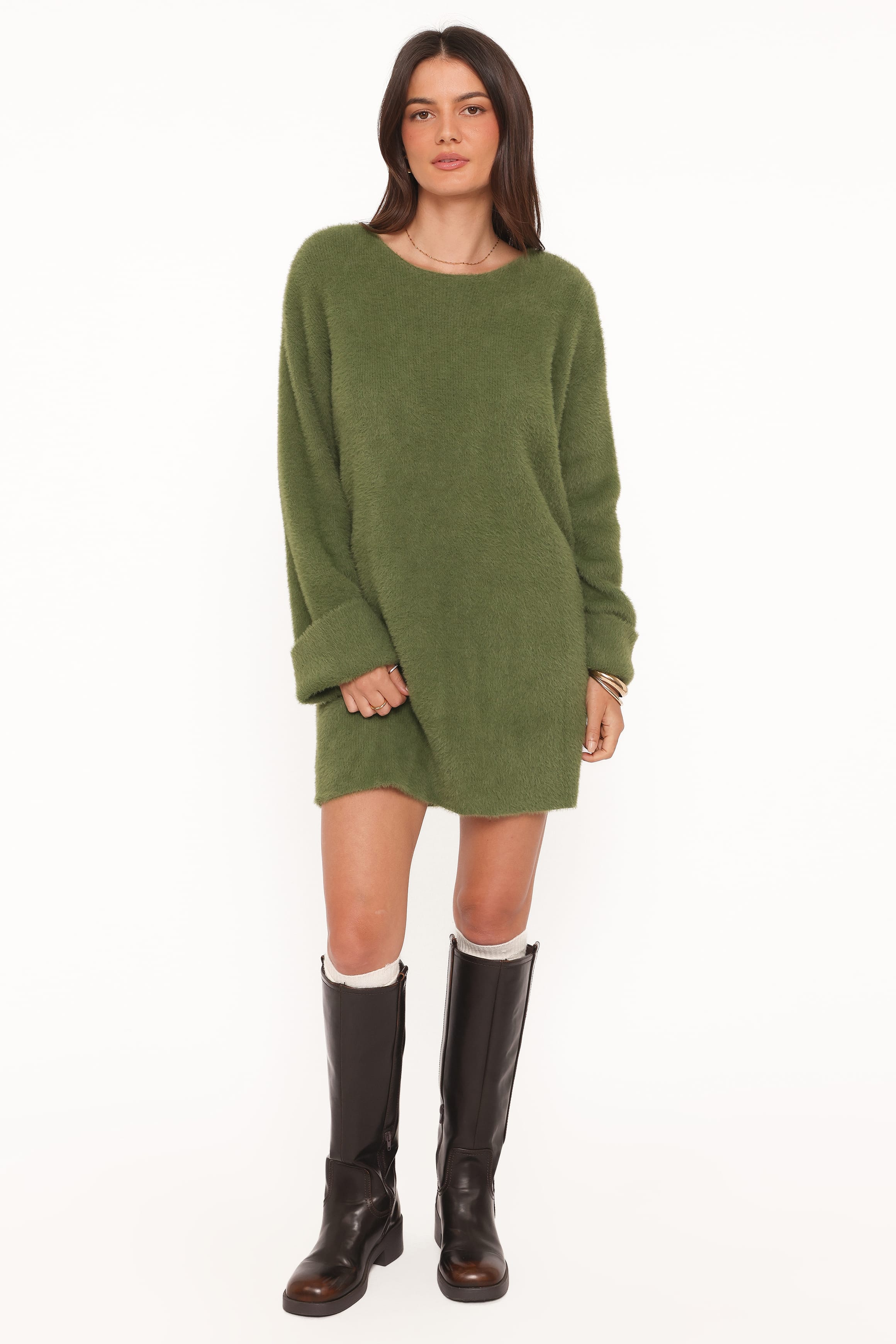 Petal and Pup USA DRESSES Mitchell Knit Mini Dress - Olive