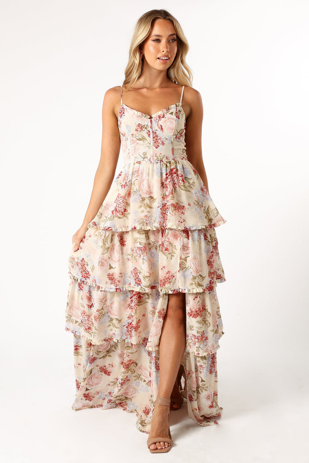 Mito Tiered Maxi Dress - Cream Floral - Petal & Pup USA