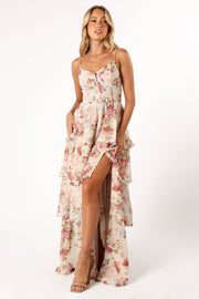 Petal and Pup USA DRESSES Mito Tiered Maxi Dress - Cream Floral
