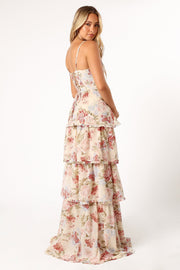 Petal and Pup USA DRESSES Mito Tiered Maxi Dress - Cream Floral