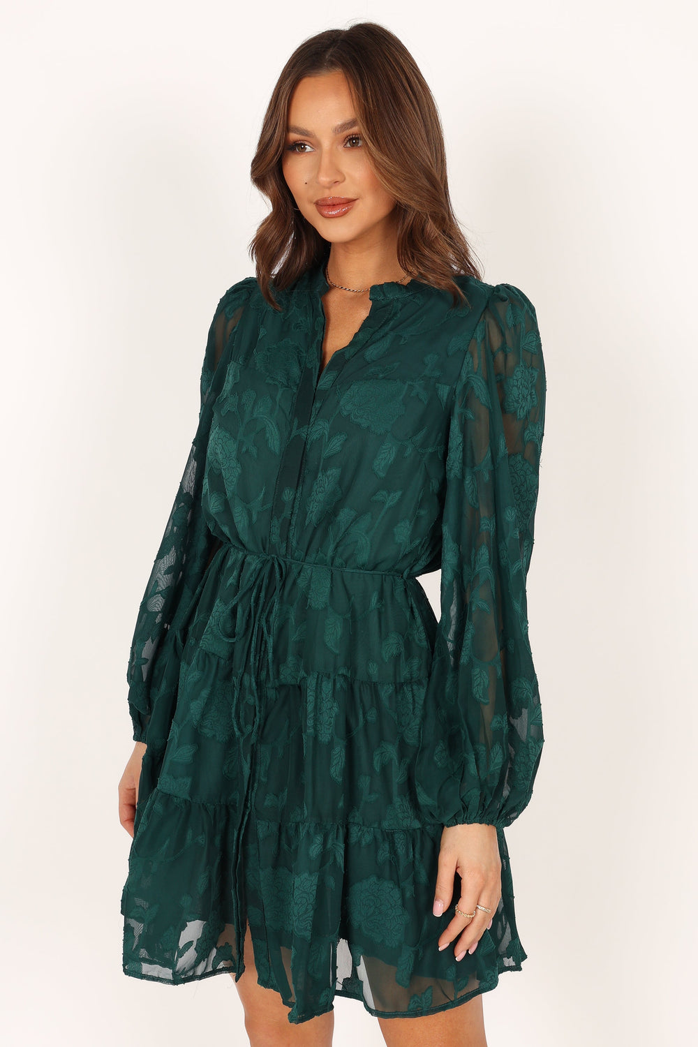 Monary Long Sleeve Mini Dress - Emerald - Petal & Pup USA