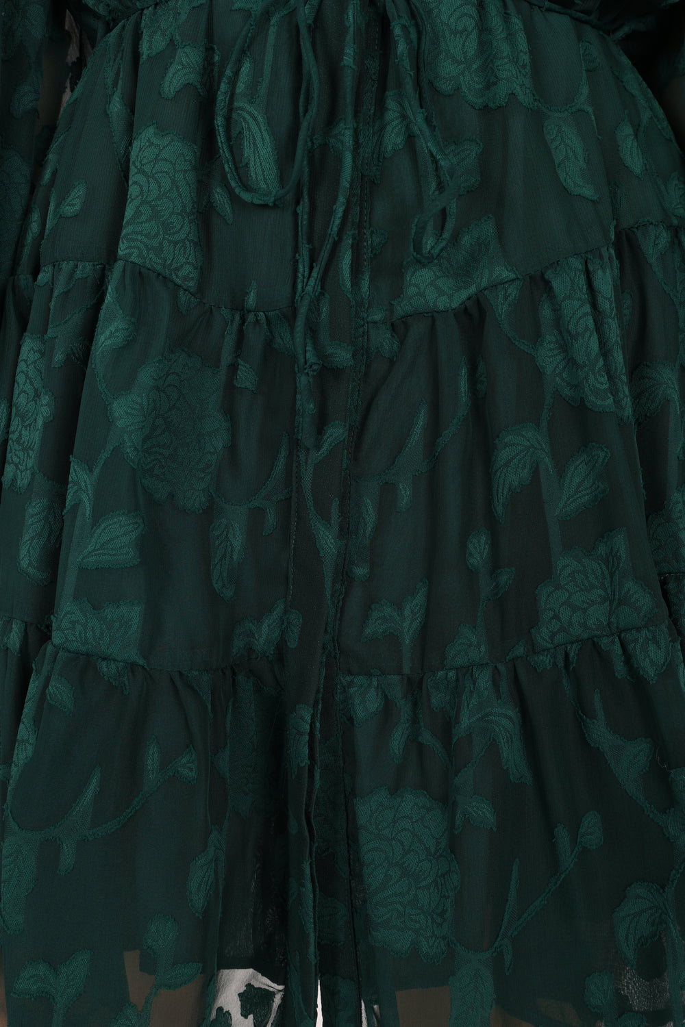 Petal and Pup USA DRESSES Monary Long Sleeve Mini Dress - Emerald