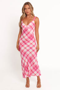 Petal and Pup USA DRESSES Morghan Midi Dress - Pink Check