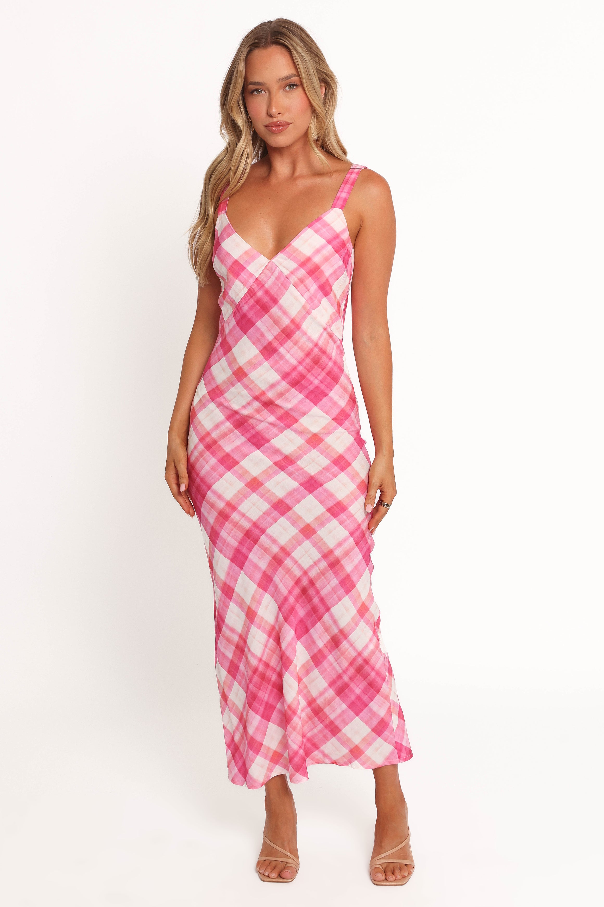 Petal and Pup USA DRESSES Morghan Midi Dress - Pink Check