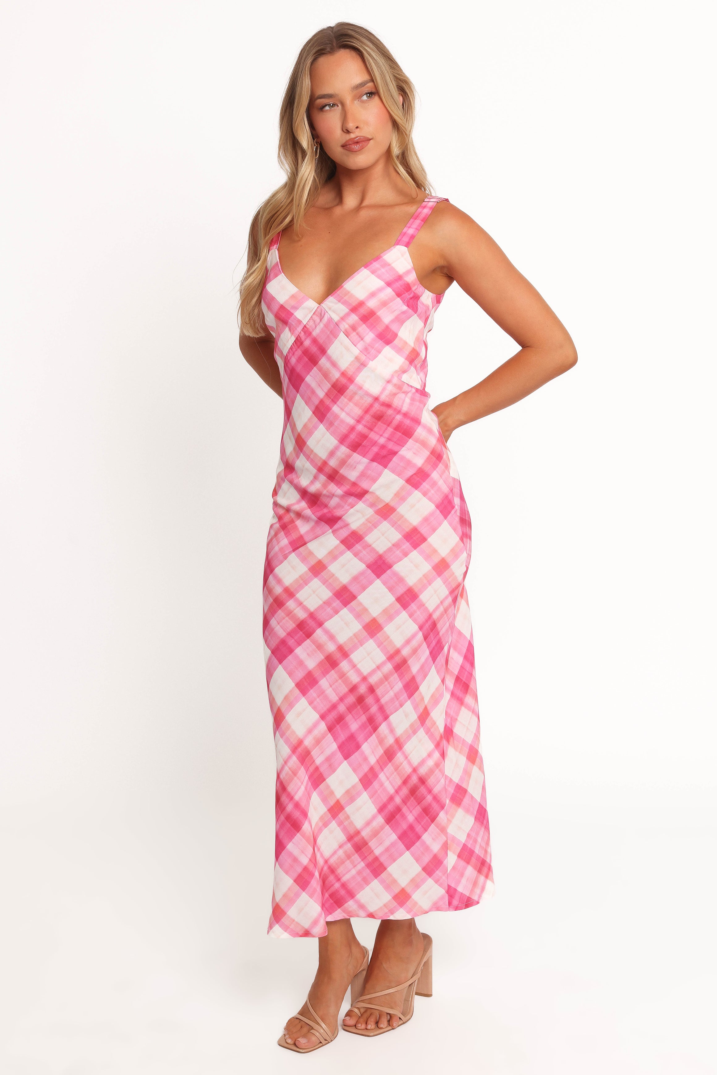 Petal and Pup USA DRESSES Morghan Midi Dress - Pink Check