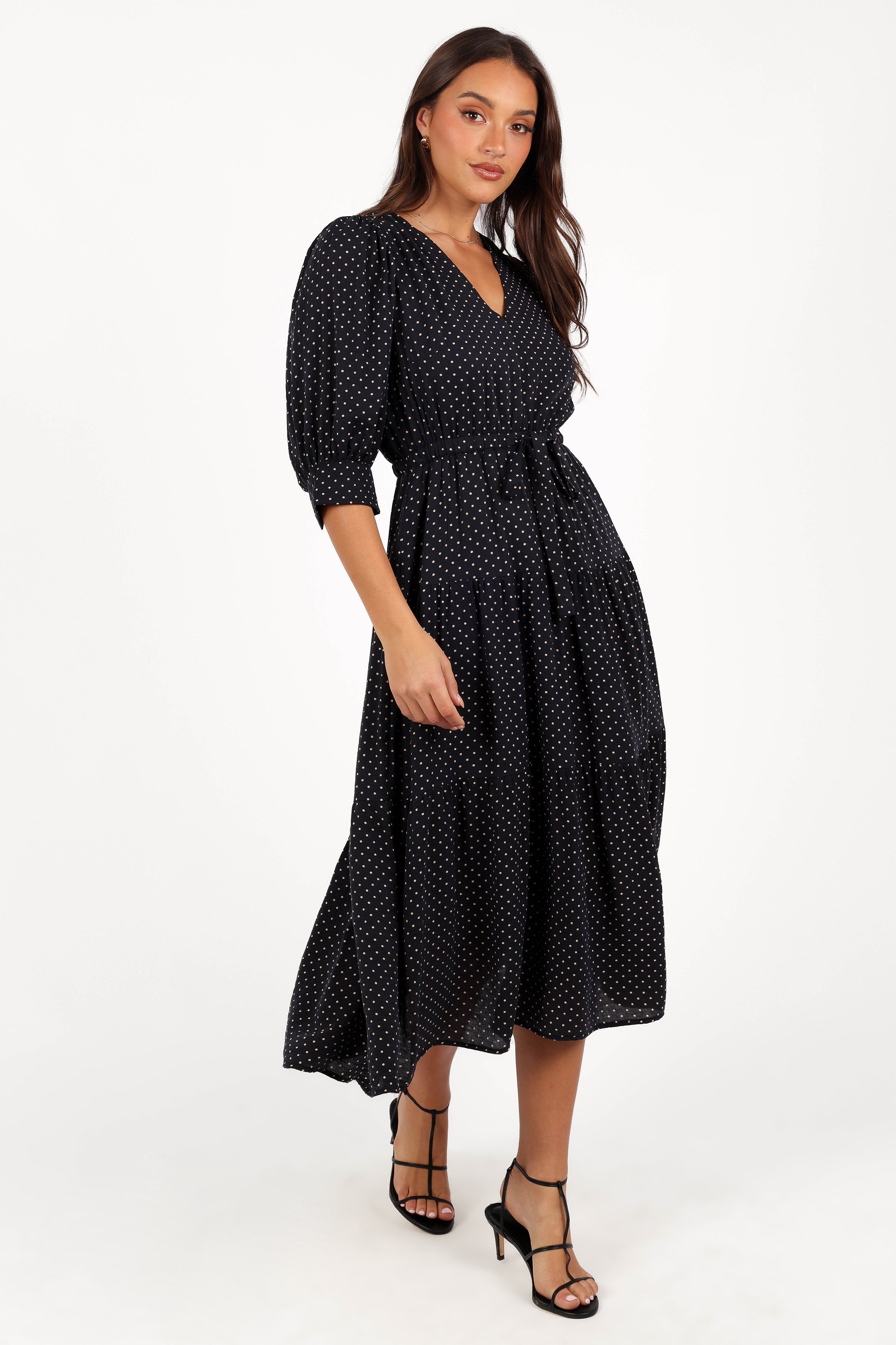Petal and Pup USA DRESSES Moscow Midi Dress - Black Polka Dot
