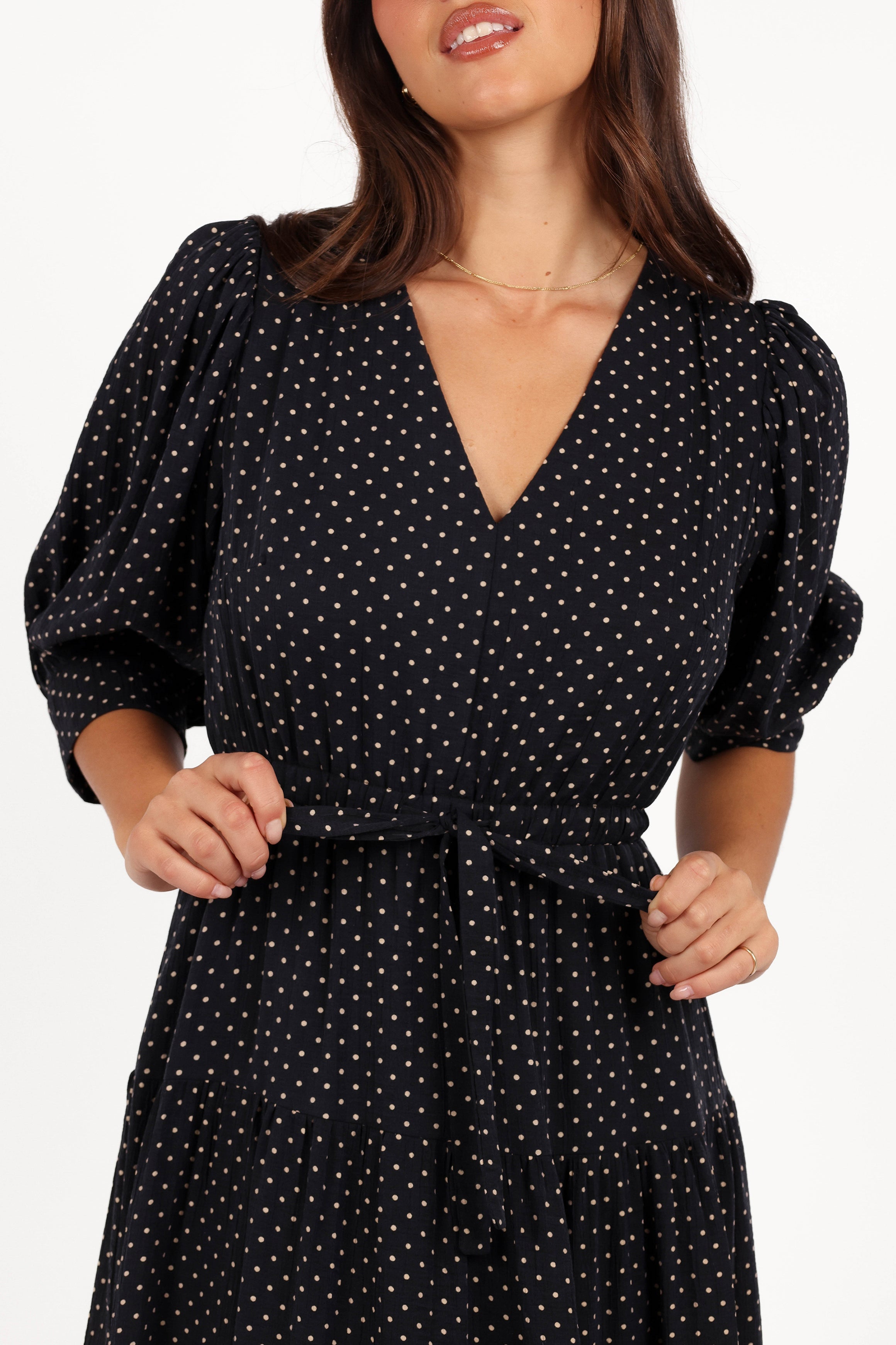 Petal and Pup USA DRESSES Moscow Midi Dress - Black Polka Dot