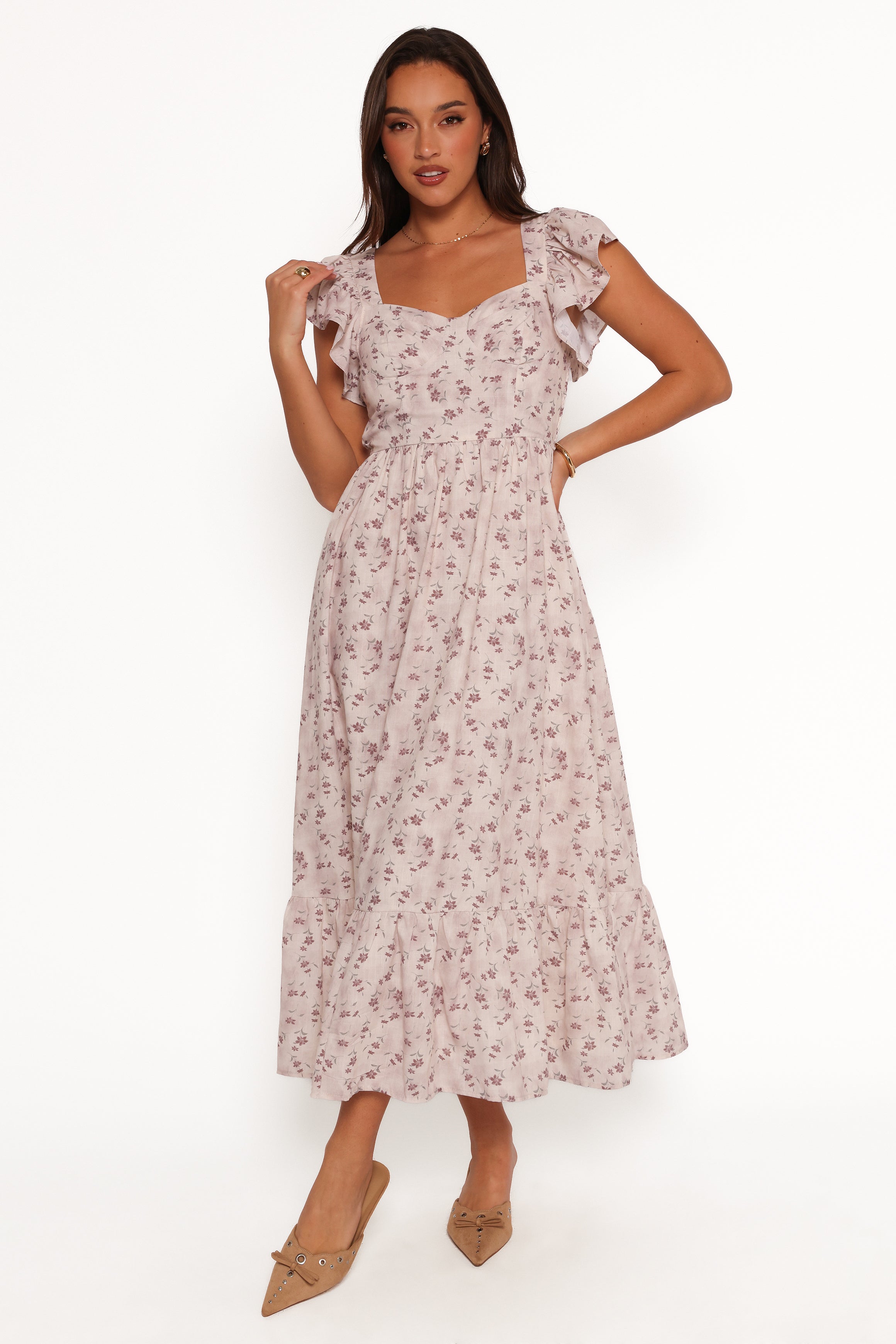 Petal and Pup USA DRESSES Myles Maxi Dress - Beige Floral