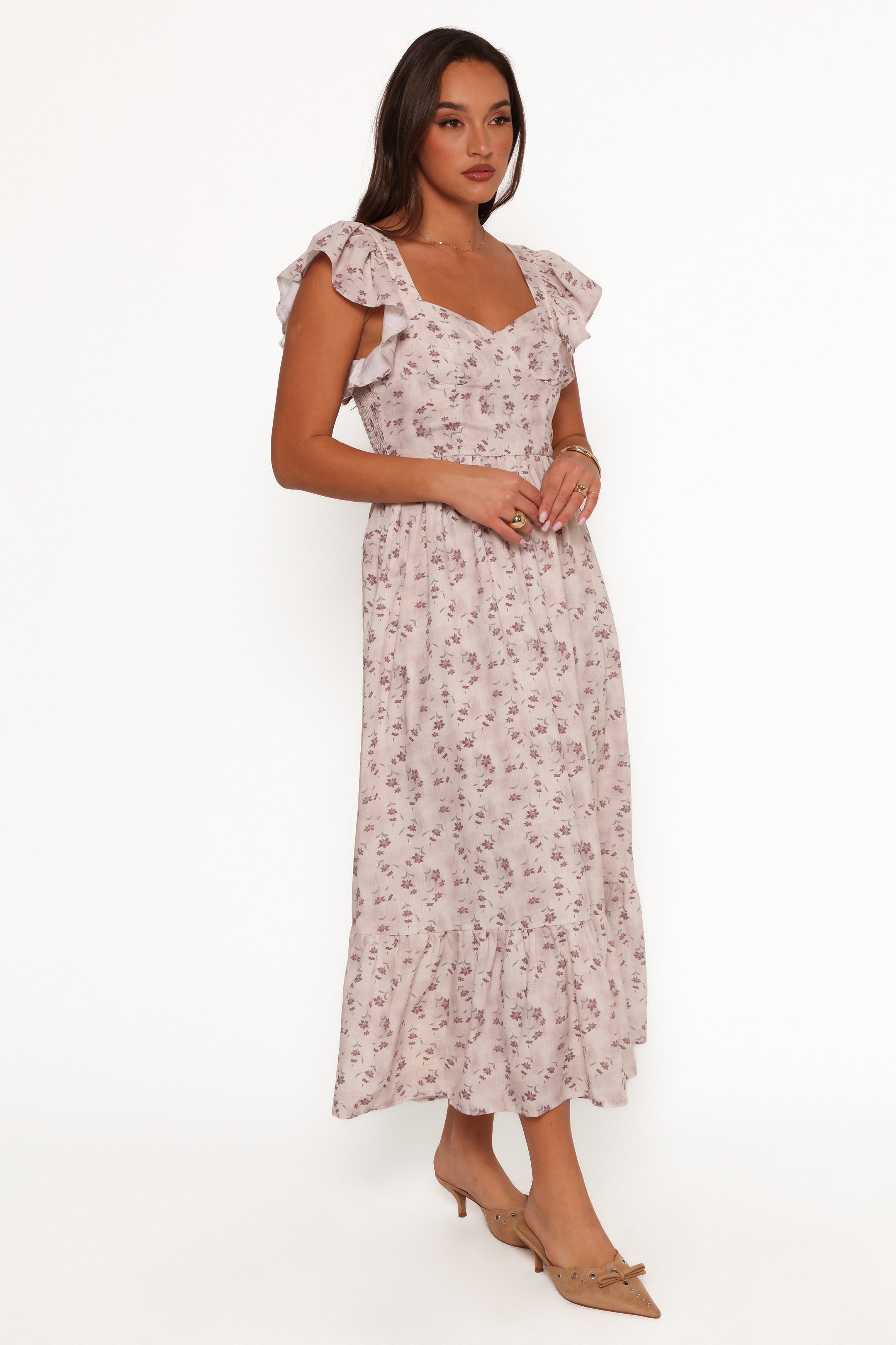 Petal and Pup USA DRESSES Myles Maxi Dress - Beige Floral