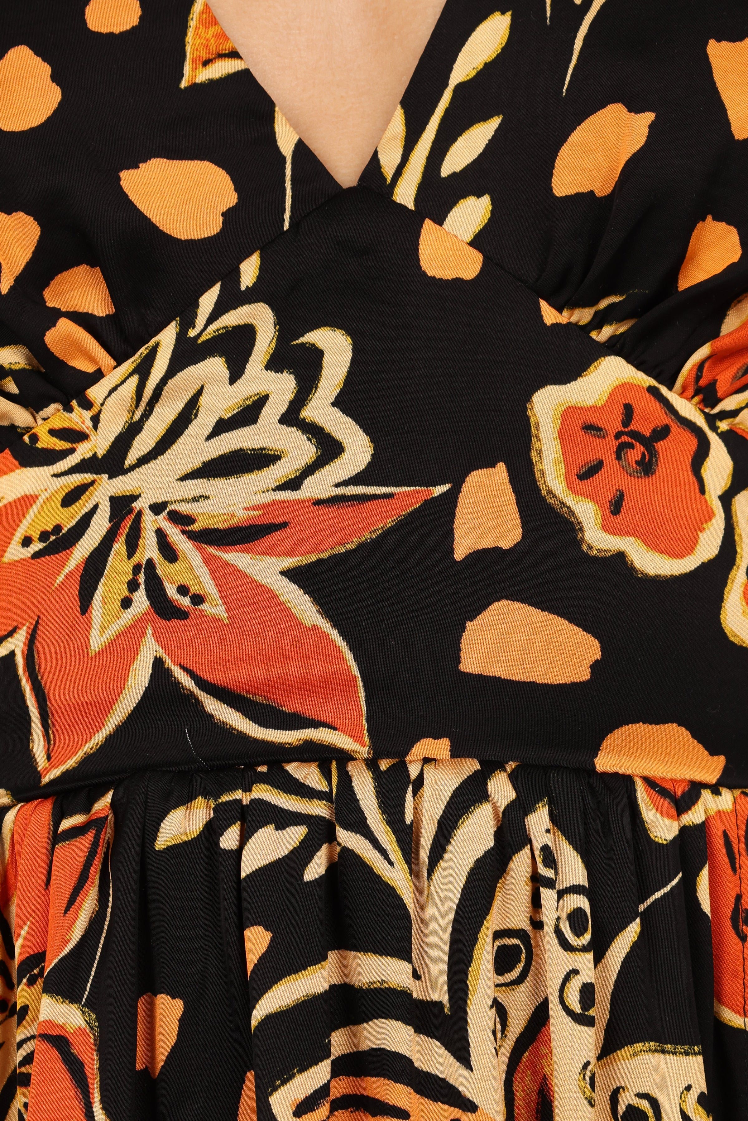 Petal and Pup USA DRESSES Nadalyn Midi Dress - Black/Multi