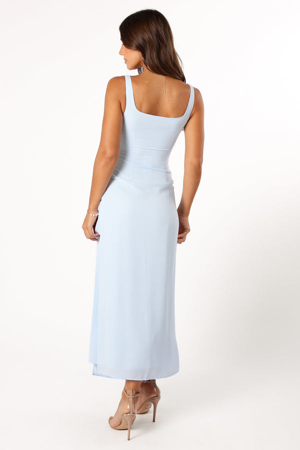 Petal and Pup USA DRESSES Nadea Faux Wrap Maxi Dress - Blue