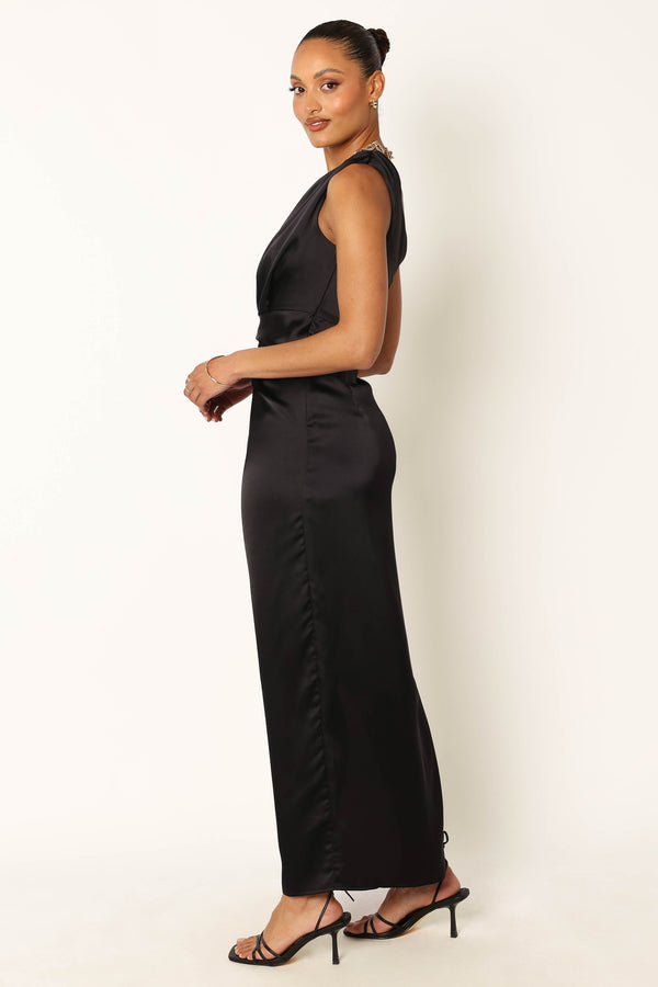 Petal and Pup USA DRESSES Nadia One Shoulder Maxi Dress - Black