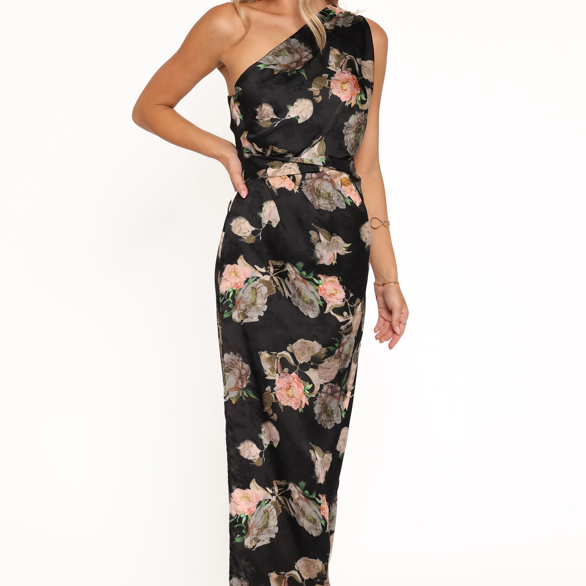 Nadia One Shoulder Maxi Dress - Blurred Floral