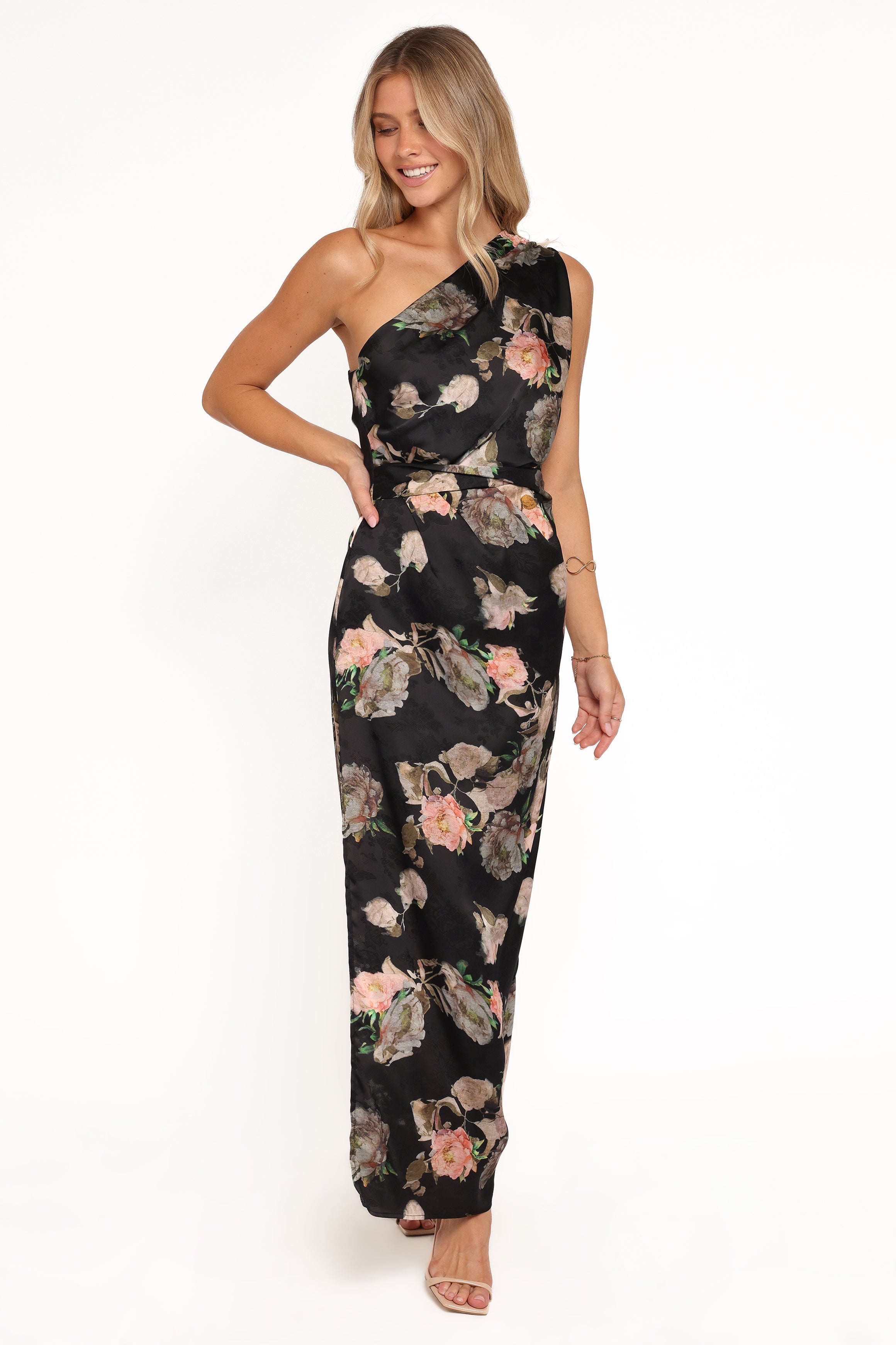 Petal and Pup USA DRESSES Nadia One Shoulder Maxi Dress - Blurred Floral
