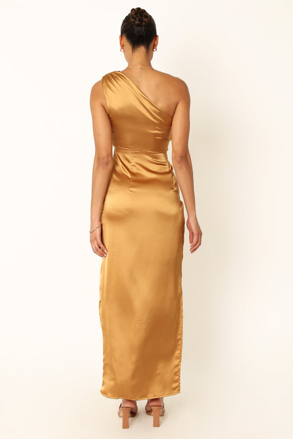 Petal and Pup USA DRESSES Nadia One Shoulder Maxi Dress - Bronze