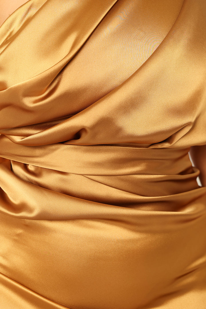Nadia One Shoulder Maxi Dress - Bronze - Petal & Pup USA