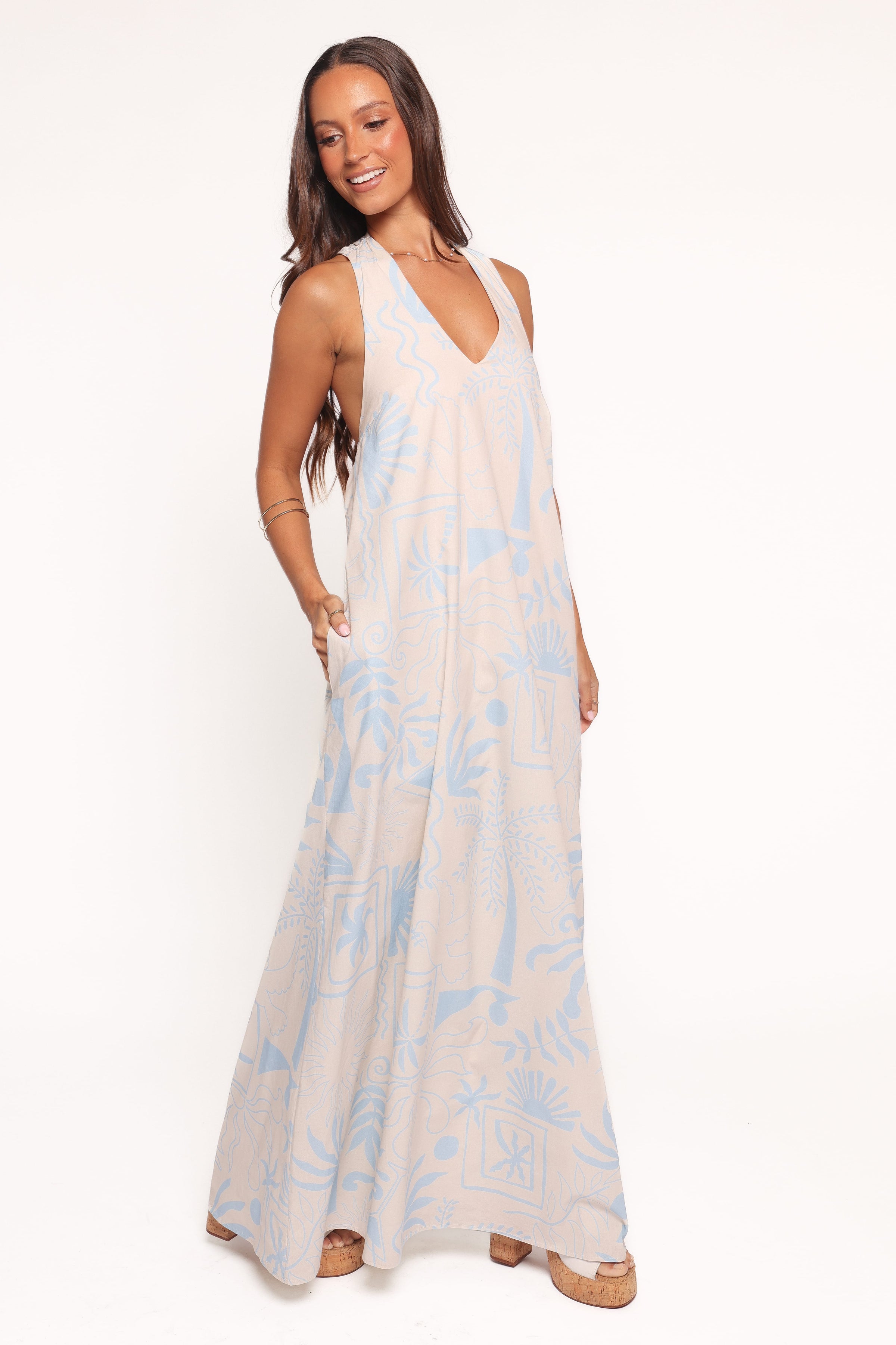 Petal and Pup USA DRESSES Naida Maxi Dress - Blue Soleil (Hold for Amazon)