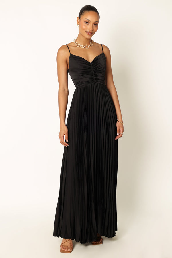 Petal and Pup USA DRESSES Naira Pleated Maxi Dress - Black