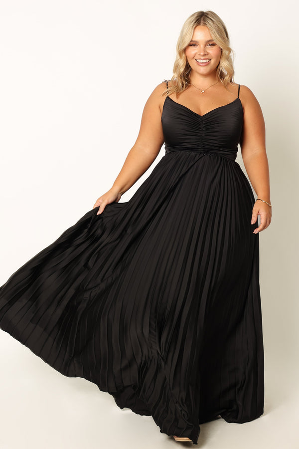 Petal and Pup USA DRESSES Naira Pleated Maxi Dress - Black