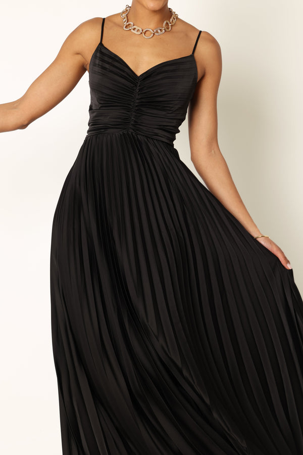 Petal and Pup USA DRESSES Naira Pleated Maxi Dress - Black