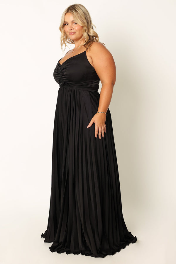 Petal and Pup USA DRESSES Naira Pleated Maxi Dress - Black