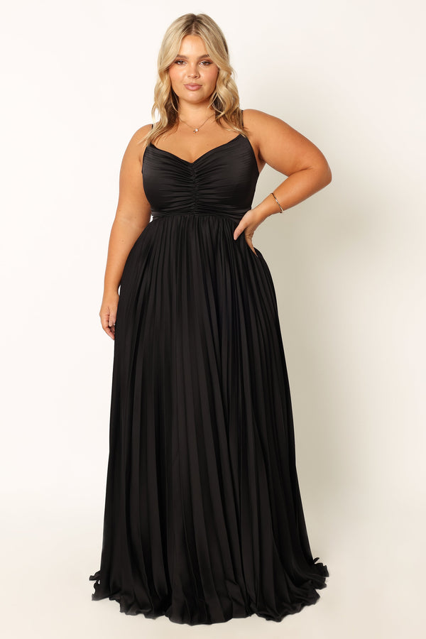 Petal and Pup USA DRESSES Naira Pleated Maxi Dress - Black