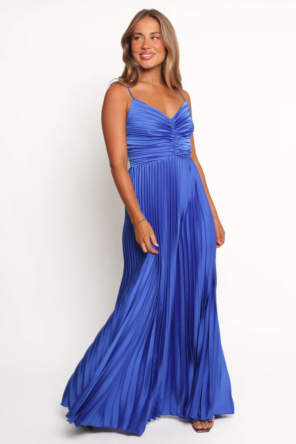 Petal and Pup USA DRESSES Naira Pleated Maxi Dress - Blue