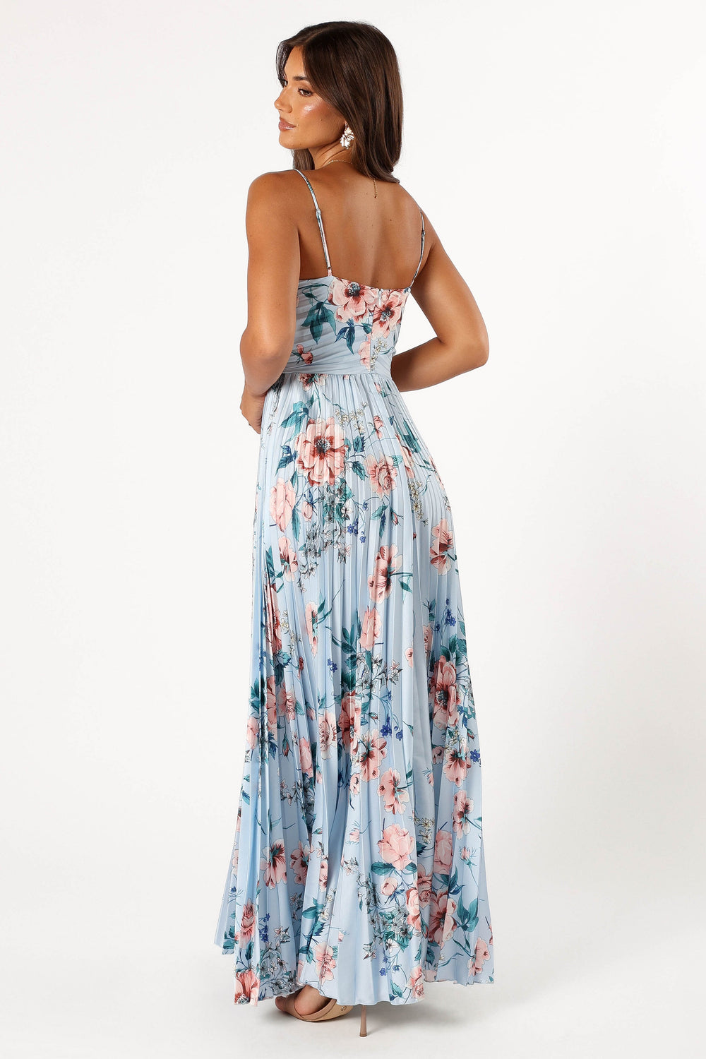 Petal and Pup USA DRESSES Naira Pleated Maxi Dress - Blue Floral
