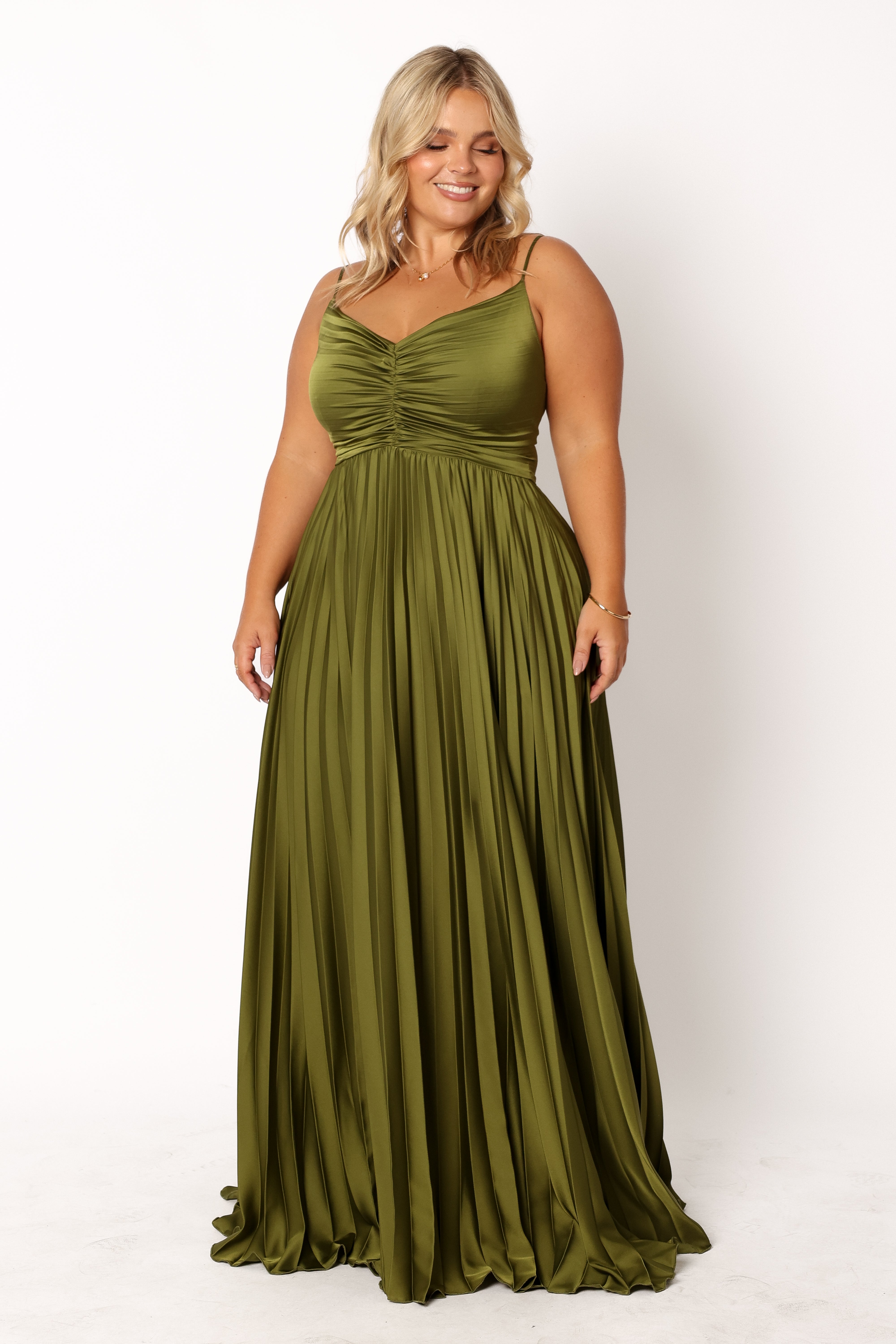 Naira Pleated Maxi Dress - Palm Green | Petal & Pup USA