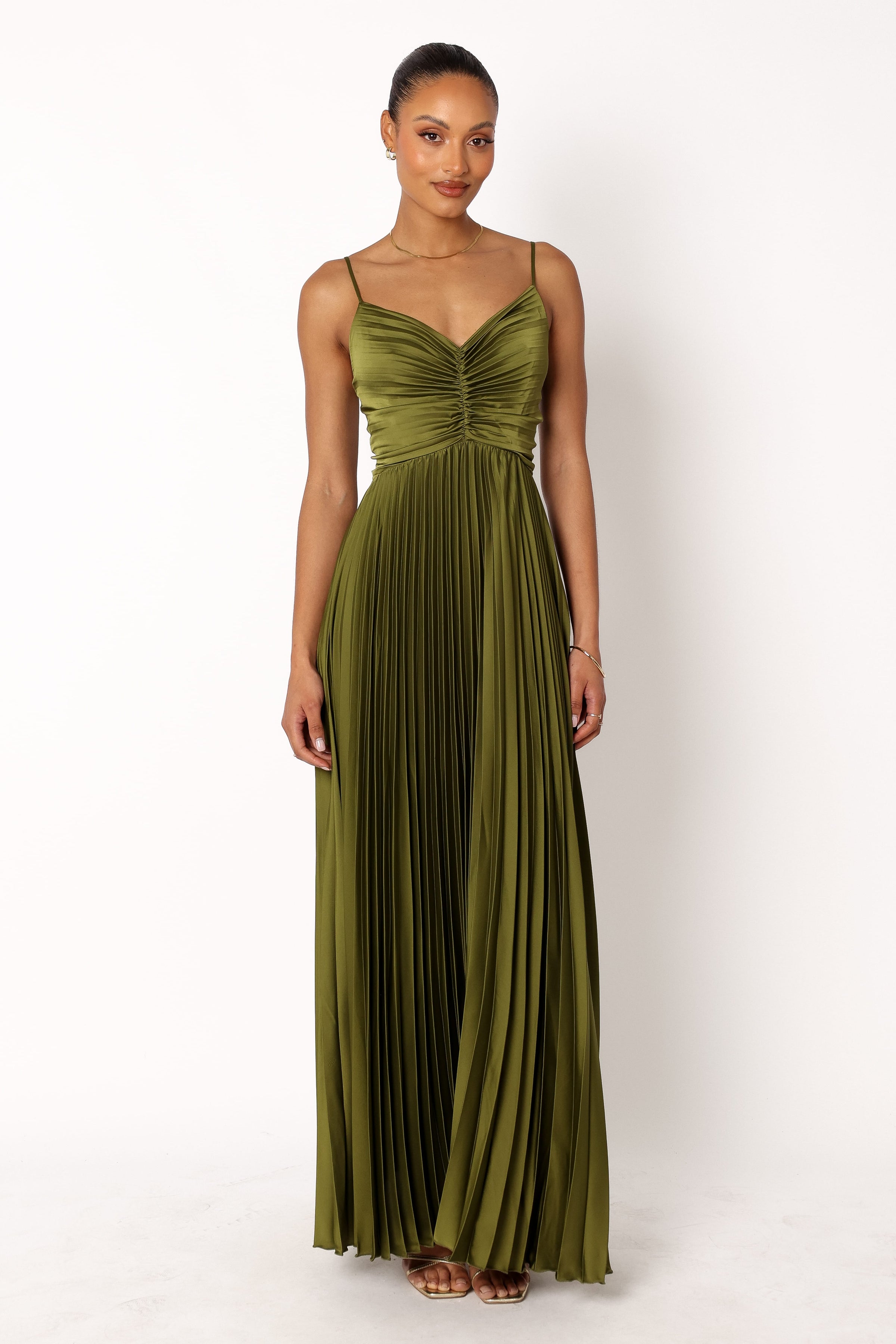 Naira Pleated Maxi Dress - Palm Green Naira Pleated Maxi Dress - Palm Green