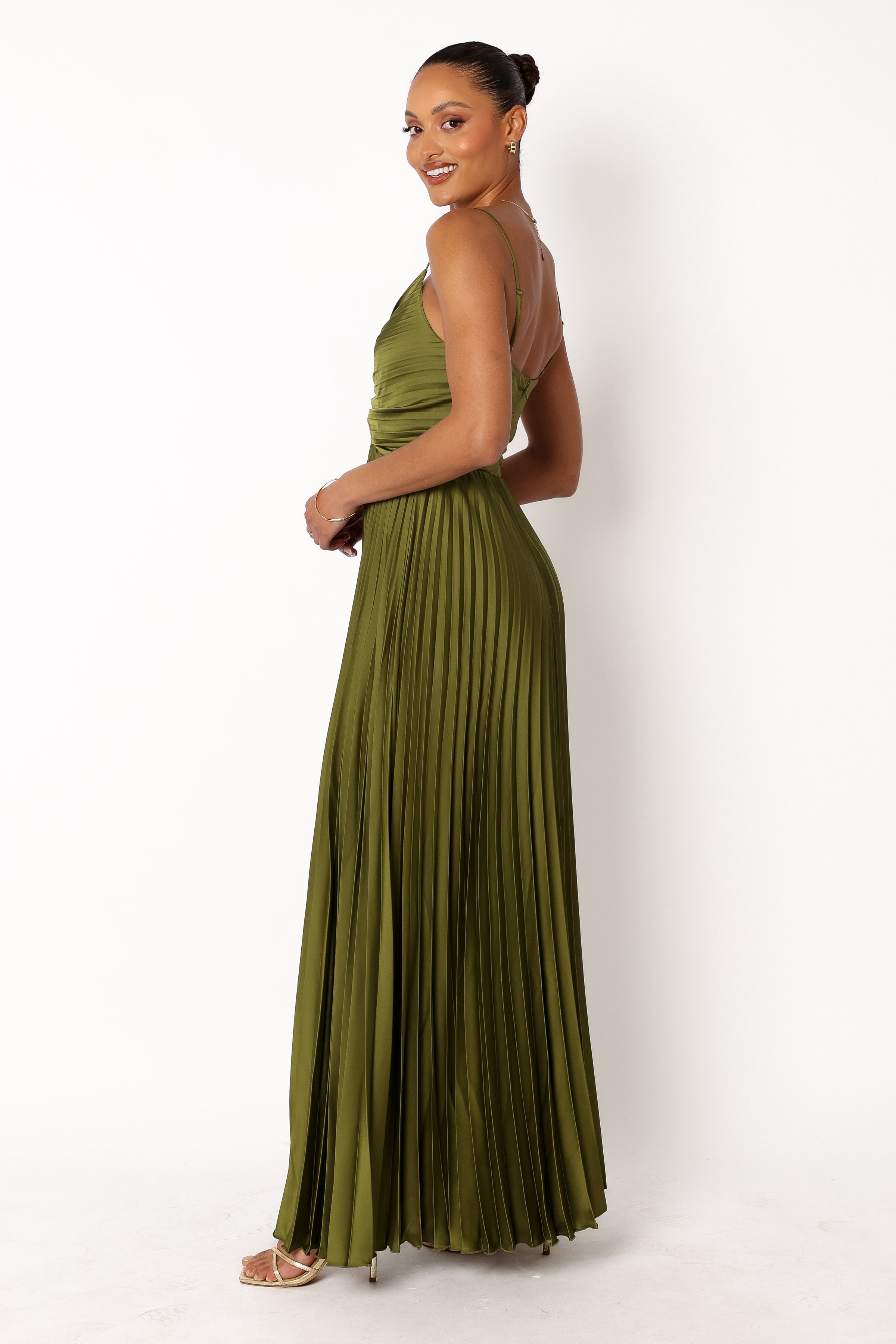 Petal and Pup USA DRESSES Naira Pleated Maxi Dress - Palm Green