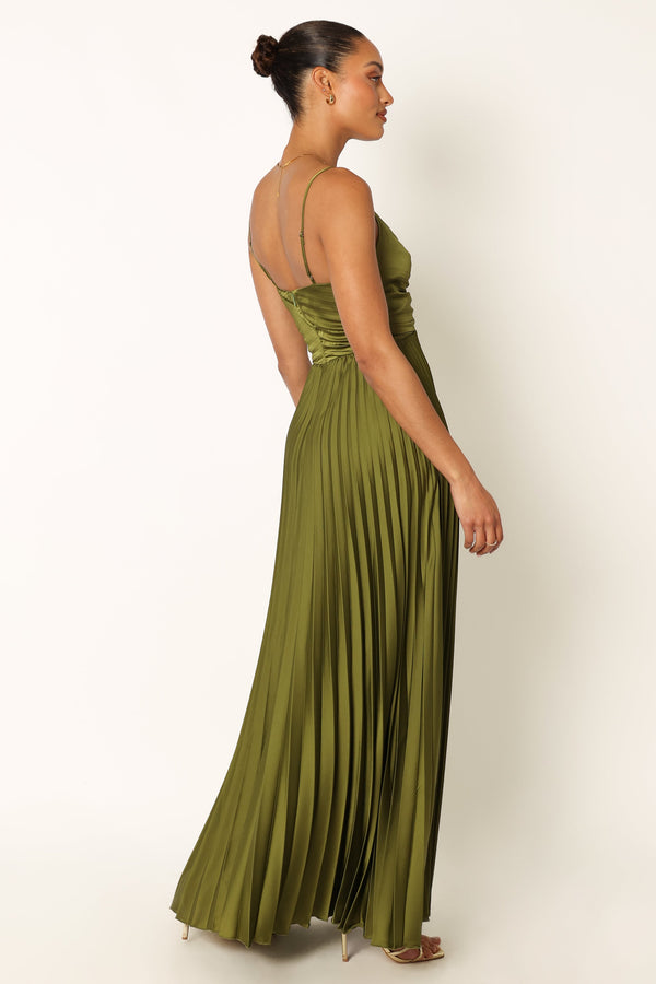 Petal and Pup USA DRESSES Naira Pleated Maxi Dress - Palm Green