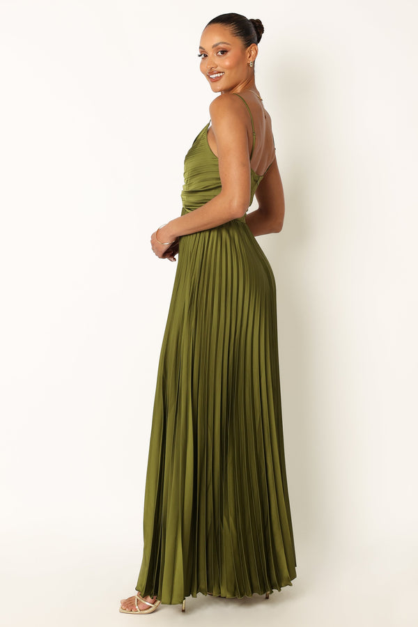 Petal and Pup USA DRESSES Naira Pleated Maxi Dress - Palm Green