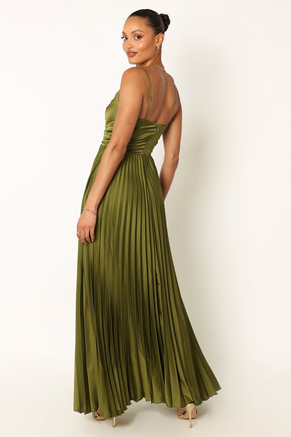 Petal and Pup USA DRESSES Naira Pleated Maxi Dress - Palm Green