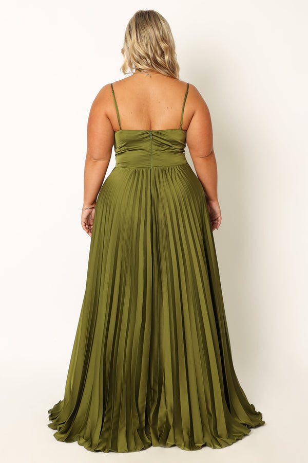 Petal and Pup USA DRESSES Naira Pleated Maxi Dress - Palm Green