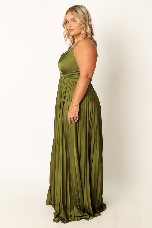 Petal and Pup USA DRESSES Naira Pleated Maxi Dress - Palm Green