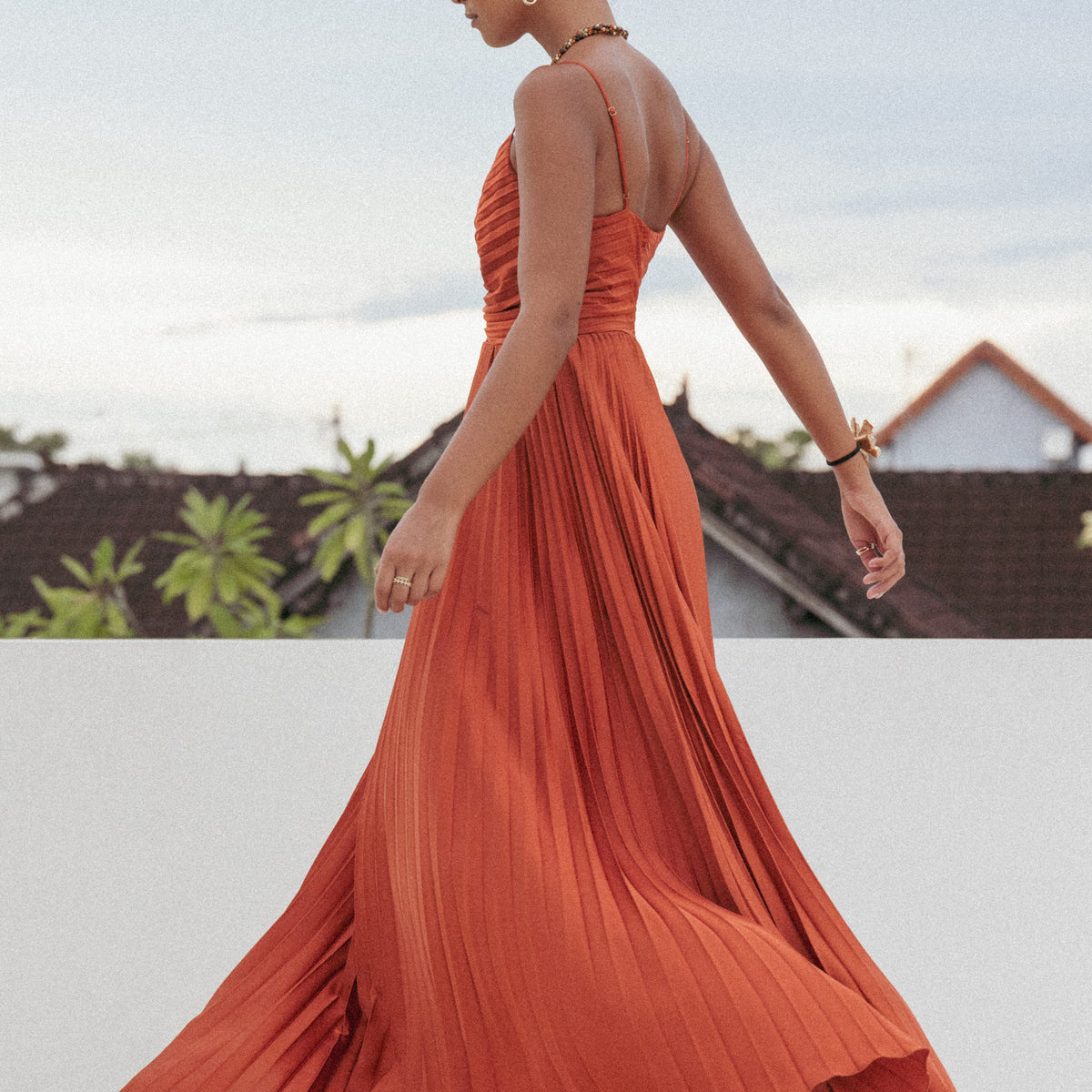 Petal & Pup Women's Naira Pleated Maxi Dress