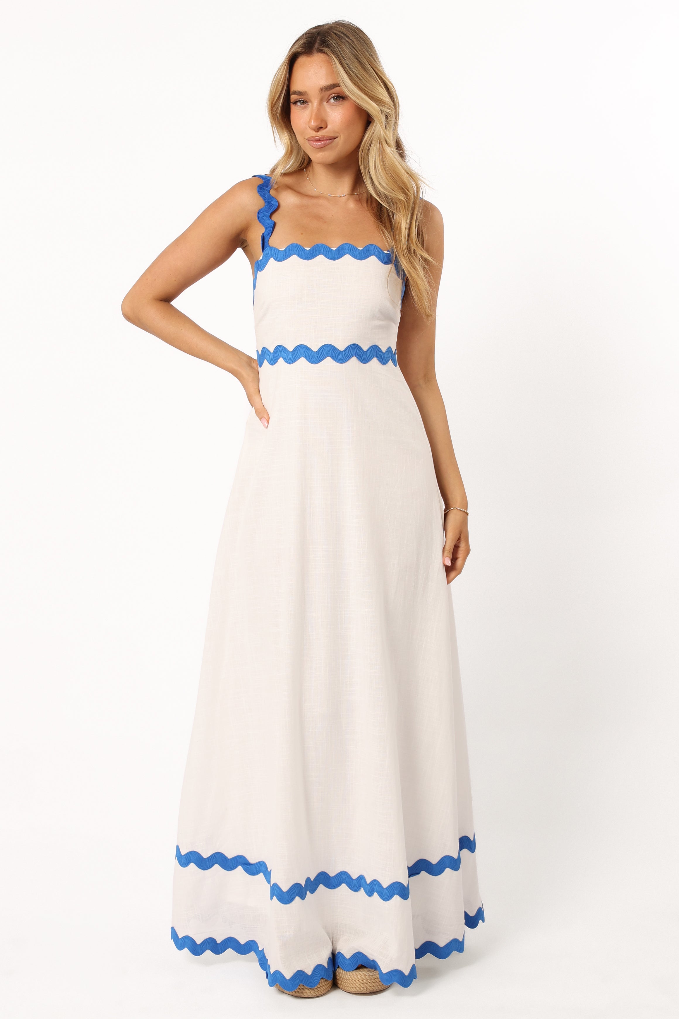 Petal and Pup USA DRESSES Nancy Maxi Dress - Blue/White