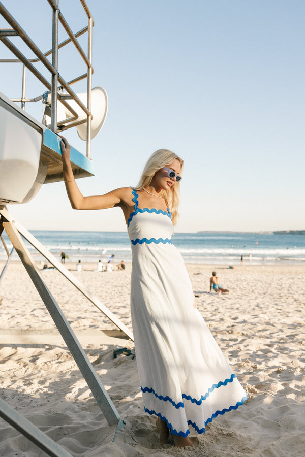Petal and Pup USA DRESSES Nancy Maxi Dress - Blue/White