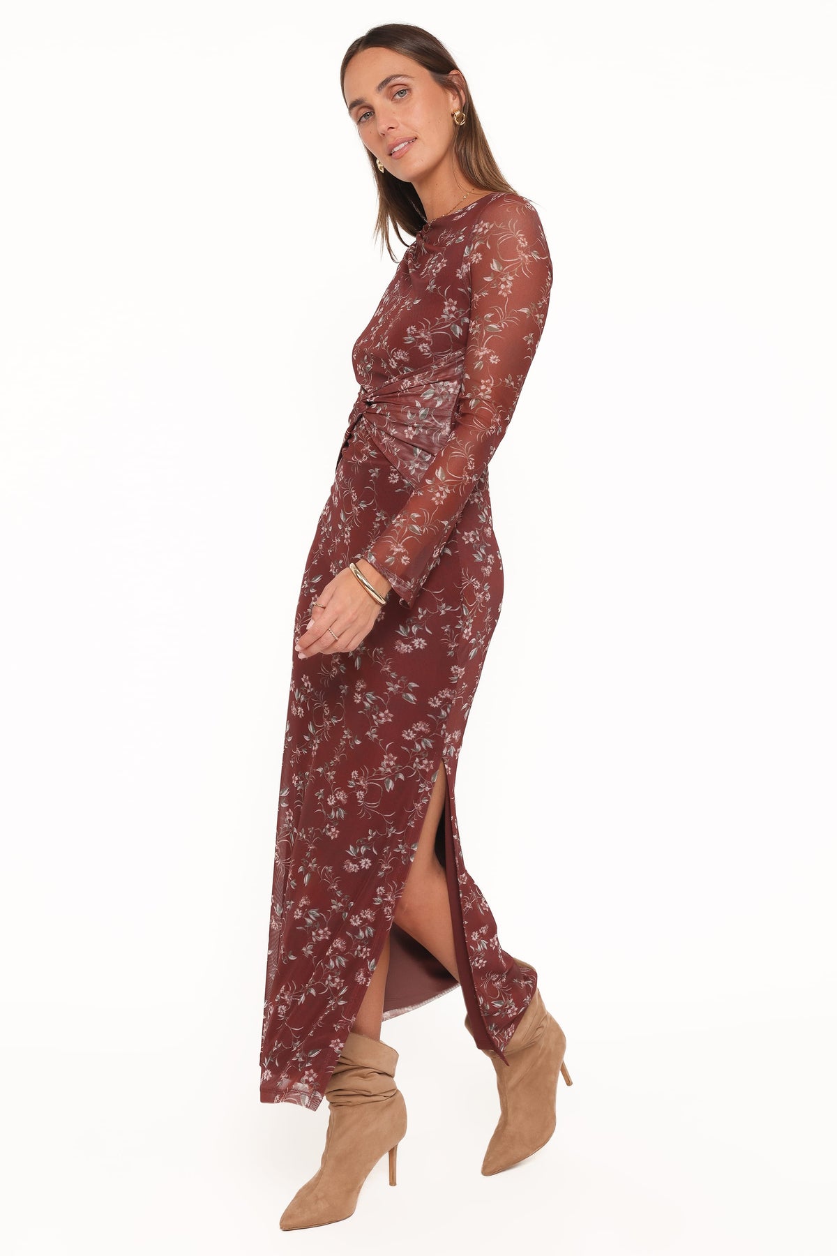 Petal and Pup USA DRESSES Nash Long Sleeve Dress - Rust Floral